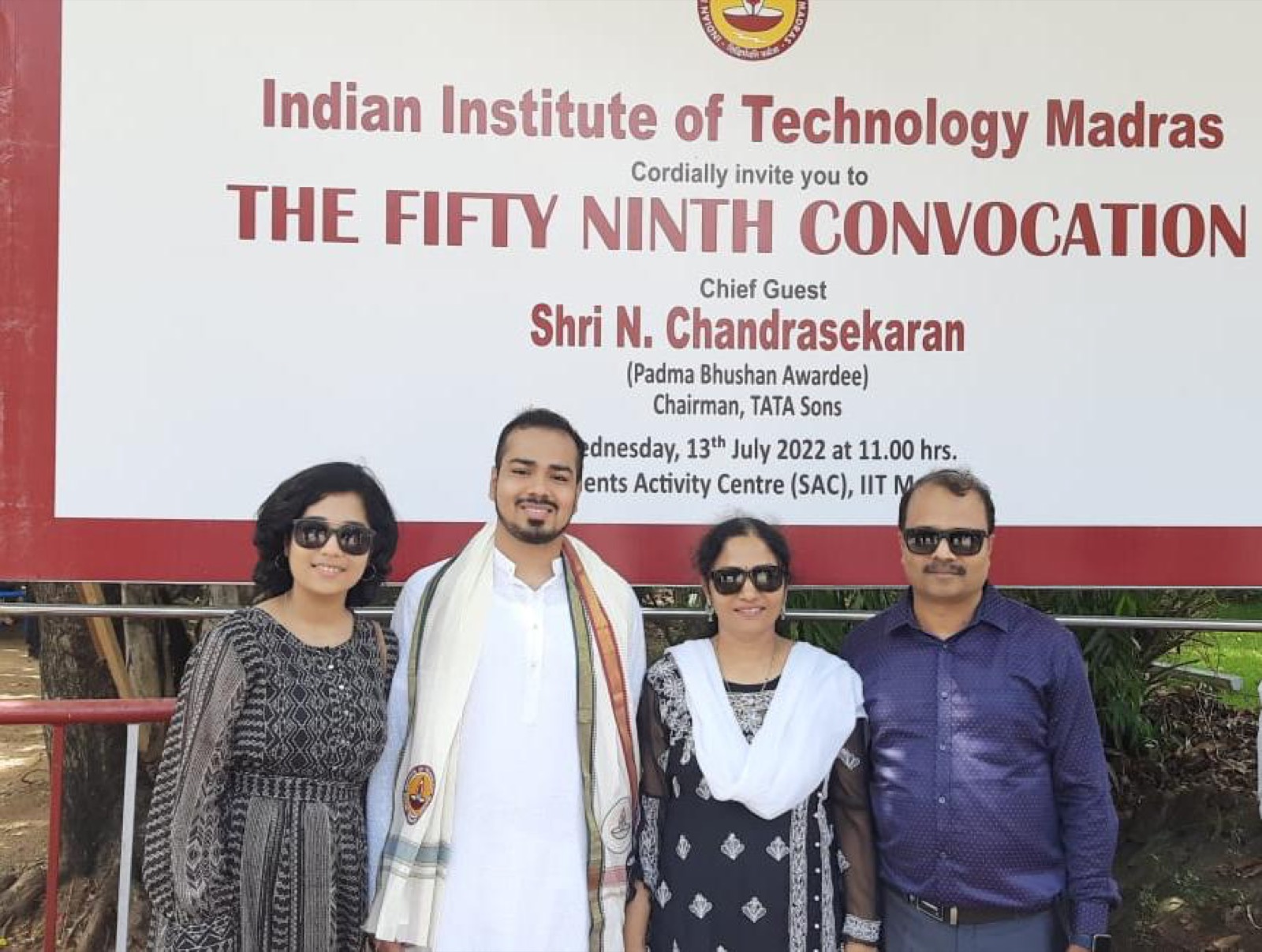 Family at the 59th IIT Madras Convocation, July 2022