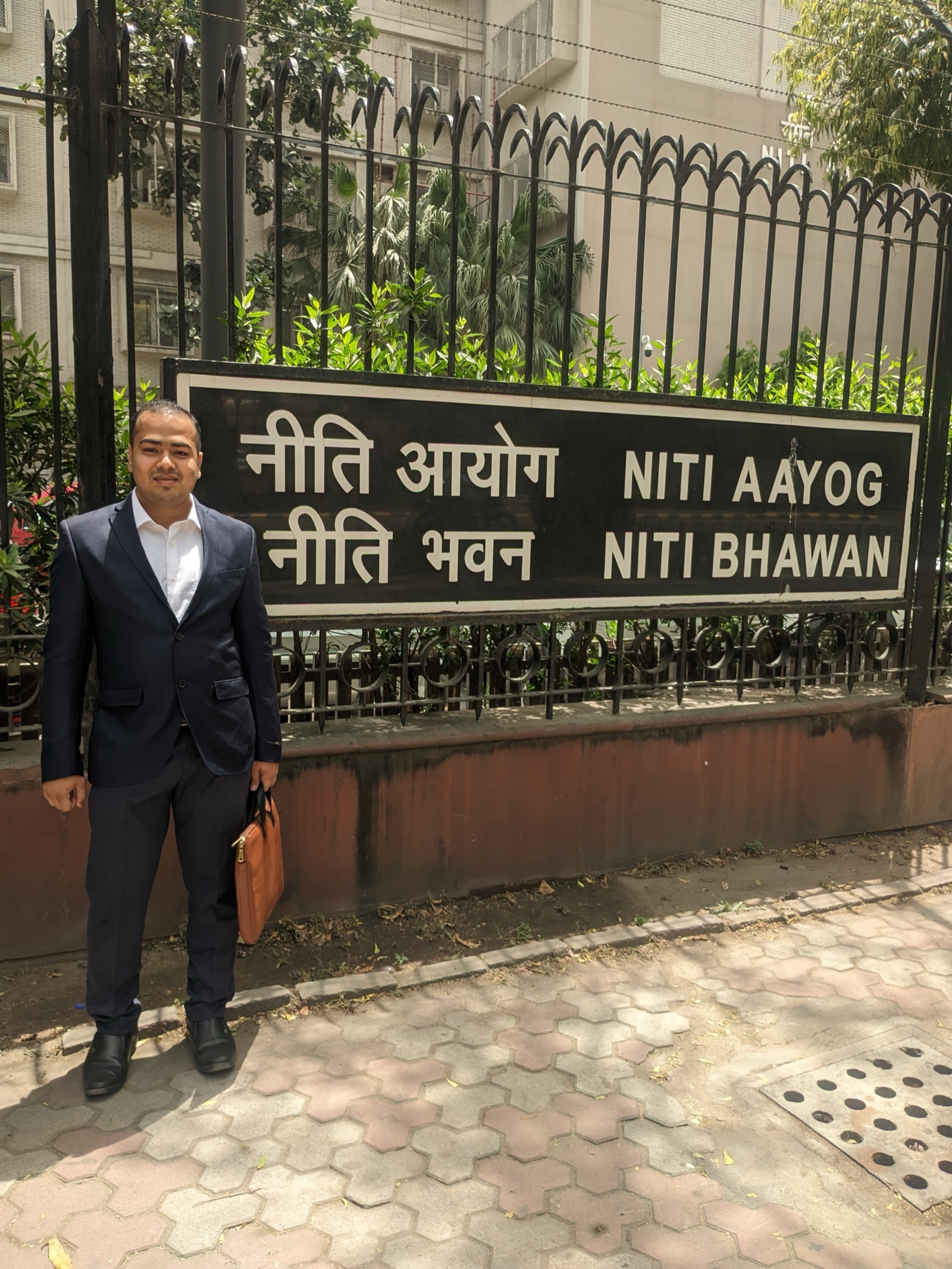 Outside NITI Aayog after presenting Biological Public Infrastructure white paper, April 2025